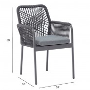 Каталог фото | Крісло зі шнура Hela Grey (20929) - Вуличні крісла для кафе Garden4You | Вілла Ванілла