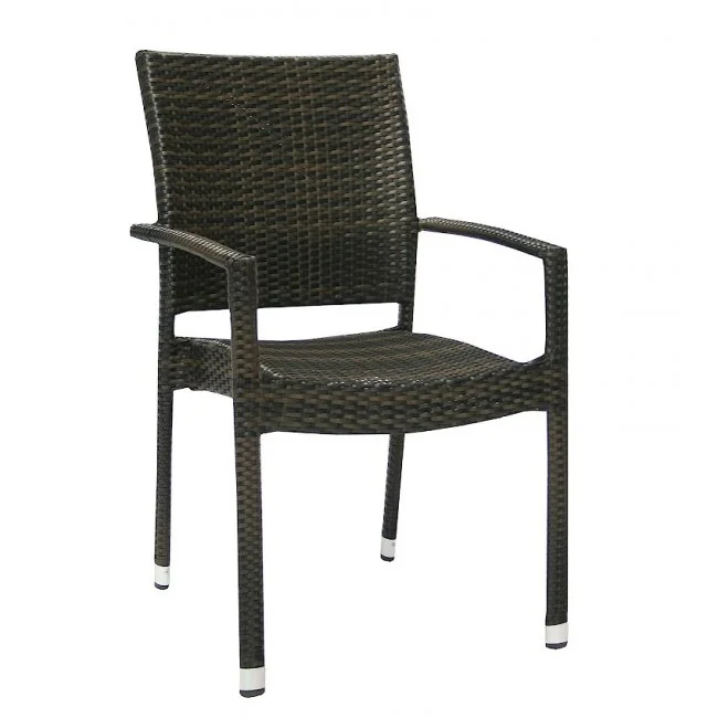 Стілець з підлокітниками Wicker Dark Brown (1336) | Завнішній вигляд | Вілла Ванілла Стілець з підлокітниками Wicker Dark Brown від виробника Garden4You, артикул (1336)|Фото в інтерьєрі|Офіційний імпортер ➜ Вілла Ванілла