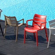 Каталог фото | Крісло Sunset 2329 Rosso Geranio (232942) - Вуличні крісла для кафе S•CAB | Вілла Ванілла